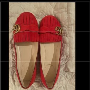 38.5 Gucci Marmont fringe flat red, worn twice